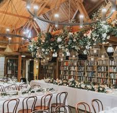 The Beautiful Book Barn Space At Bendooley In Berrima Nsw Ceiling Florals By Emmablakefloral Photography By Jonodavi Library Wedding Reception Venues Floral
