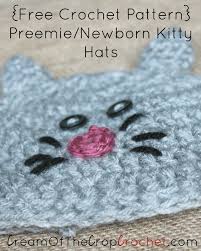 Once upon a time i made a slightly slouchy crochet hat pattern and put it on youtube. Preemie Newborn Kitty Hat Crochet Pattern Cream Of The Crop Crochet