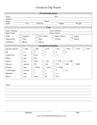 Printable Urinalysis Dip Report