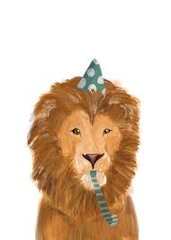 Birthday Card Happy Birthday Lion Lion In Party Hat Illustration Hand Painted Design Birthday Illustration Feliz Cumpleanos Tarjetas De Cumpleanos