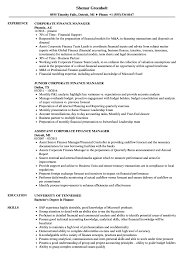 Previous experience working within auto for the finance department. Corporate Finance Manager Resume Samples Velvet Jobs