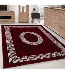 Designer teppich moderner teppich wohnzimmer teppich kurzflor teppich mit konturenschnitt karo muster rot grau weiß schwarz größe 80×150 cm. Kurzflor Teppich Troja Design Griechisches Kaufland De