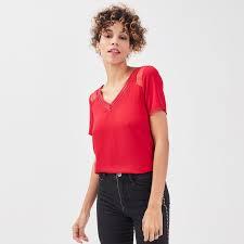 Tee shirt manches courtes rouge. T Shirt Manches Courtes Rouge Femme Vib S