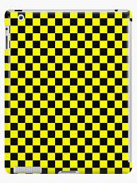 Bright Fluorescent Yellow Neon And Black Checked Checkerboard Ipad Case Skin By Podartist Black Wallpaper Black And White Background Yellow Background