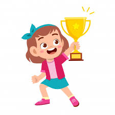 Happy Cute Little Kid Girl Holding Trophy Ilustracion De Los Ninos Rutina Diaria De Ninos Diplomas Para Ninos