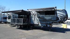 Toy hauler with patio deck. 2015 Cyclone Cy4200 Toy Hauler King Bed 2 Full Baths Side Patio Deck 3 A C Rv Patio Deck Toy Hauler Fifth Wheel Campers