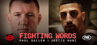 Paul gallen (pictured left) tackles justis huni (pictured right) during their huni ended gallen's undefeated professional boxing record to retain his australian heavyweight title in spectacular fashion. 2so9rzurocvzam