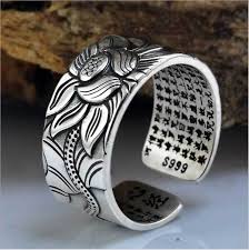 Buddha Stones Tibetan Miniature Scriptures Heart Sutra Titanium Steel Spinner Balance Ring