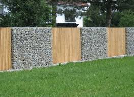 Gabione Mit Holz Gabionenwand Sichtschutzzaun Garten Steingarten Mauern