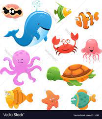 Collection Of Cute Sea Animals Download A Free Preview Or High Quality Adobe Illustrator Ai Eps Pdf And Caricaturas De Animales Mar Animado Animales Marinos