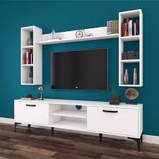 Rani A10 Duvar Rafli Kitaplikli Tv Unitesi Duvara Monte Dolapli Metal Ayakli Tv Sehpasi Beyaz M5 Mobilya Modern Ic Dekorasyon Kendin Yap Ev Dekorasyonu