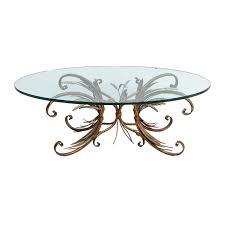 Whether you have a small or large living room space, a glass coffee table or glass top coffee they come in different shapes to fit your interior design and style: Coco Chanel Mid Century French Coffee Table Sheaf Of Wheat With Oval Glass Top 83442