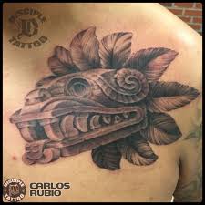 This god was depicted with a blue or black face. Carlosrubio Aztec God Aztec Mexican Black Grey Black And Grey Realism Tattoo Disciple Tattoo Carlos Rubio Arizona Best Tattoos