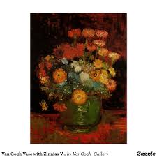 Vase with twelve sunflowers, 1888 by vincent van gogh. Van Gogh Vase With Zinnias Vintage Floral Fine Art Poster Zazzle Com In 2021 Van Gogh Flowers Vincent Van Gogh Art Artist Van Gogh