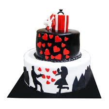 Romantic sugar flowers wedding cake Send 2 Tier Engagement Cake 5kg Gifts To Hyderabad