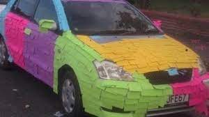 So exactly how long does the divorce process take? Car Wars Plastic Wrap Prank Was Payback For Post It Notes Stuff Co Nz