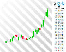 candlestick chart growth acceleration icon with 7 hundred bonus