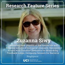 We're kicking off the #spring quarter feature series with the #research  group of Professor Zuzanna Siwy, who mimics the #biophysics of #ion  channels with #nanopores. Swipe to learn more about her group,