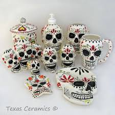 Day of the dead figurine decor bundle. Day Of The Dead Ceramic Skull Liquid Soap Texasceramics