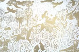 Fairytale Gift Wrap Wedding Wrapping Paper Wedding Gift Wrap Folk Gift Wrap Newlywed Gift Fairy Tale Illustration Gold Foil Wrap Paper Wedding Wrapping Paper Wedding Gift Wrapping Fairytale Gifts