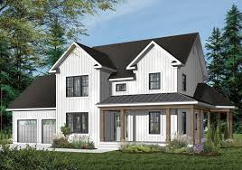 Oversized living and dining areas with a two way fireplace as the central point of view. Derosa Two Story Farmhouse Plan 032d 0502 House Plans And More