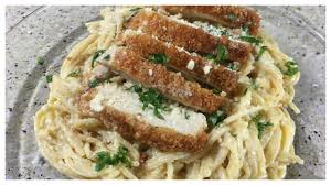 Parmesan Crusted Chicken With Creamy Alfredo Pasta Youtube