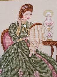 stitching beauty victorian lady counted cross stitch chart