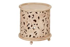 Discover novica's unique accent tables collection, featuring traditional and contemporary handcrafted tables from artisans around the world. Whitewash Floral Carved Round Accent Table Living Spaces