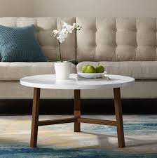 The unit also comes with bronze finished ferrules and its compact design makes it a catch for small living rooms. 30 Transitional Contemporary Mid Century Modern Round Coffee Table In White Marble Acorn Walker Edison Af30emctpc