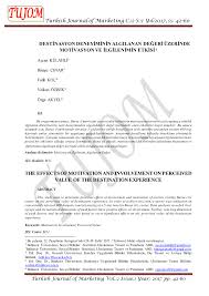 Pdf Destinasyon Deneyiminin Algilanan Degeri Uzerinde Motivasyon Ve Ilgilenimin Etkisi