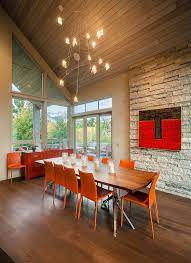 In the kids' rooms, keep it cozy with bean bags and bedding in peach or honey hues. Contemporary Orange Dining Chairs Off 54