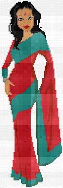 Indian traditional cross stitch patterns. Indian Woman Cross Stitch Designs