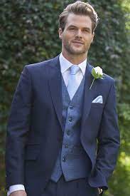 Tweed Blue Grey Waistcoat Wedding Suits Men Blue Wedding Suits Groom Blue Suit Wedding