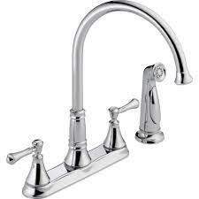 Why choose delta kitchen faucets? Delta Cassidy Gooseneck Chrome Kitchen Faucet With Side Sprayer 579500 Faucetlist Com