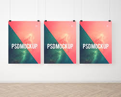 Download Three Posters On White Wall Mock Up Psd Free Psd Resources