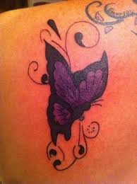 Black And Purple Butterfly Tattoo Purple Black Butterfly Tattoo On Back Shoulder