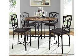 Provides a great landing spot to enjoy outdoor weather near the pool, by the garden, or simply just outside. Bernards Tuscan 5 Piece Round Counter Table With Faux Marble Top Set Westrich Furniture Appliances Pub Table And Stool Sets