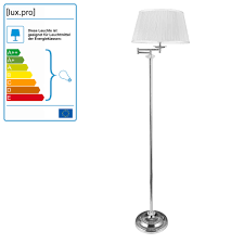 Stehleuchte Stehlampe Standleuchte Lampe Metall Weiss Chrom H 158cm