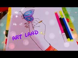 رسم فراشه في يد خطوه بخطوه butterfly in hand drawing youtube hand art drawing easy drawings drawings