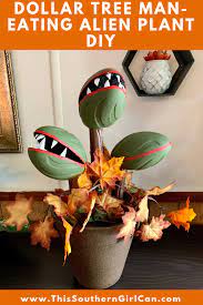 How Cute Is This Dollar Tree Man Eating Alien Plant Halloween Decorat Dollar Tree Halloween Decor Dollar Store Halloween Decorations Halloween Tree Decorations