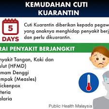 Posted by cka mindef at 10:20. Info Kemudahan Cuti Kuarantin Bagi Denggi 5 Penyakit Lain Untuk Penjawat Awam