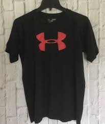 Black And Red T Shirt Under Armour Youth Xl Heat Gear T Shirt Black Red Loose Fit Short Sleeve Shirt Underarmour Tshirt Everyday Mens Tops Black Shirt Mens Tshirts