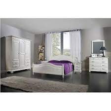 Camera da letto in legno massello. Camera Da Letto Bianco Spazzolato Legno Massello Letto Como Comodino Armadio