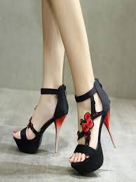 Ankle Strap Black Platform Sandals Ladies Pencil Sandals With Black And Red Colors Stiletto Heels Heels Stiletto Heels Platform