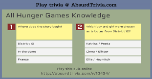It increases the chances of poor health and shorter life. Trivia Quiz All Hunger Games Knowledge