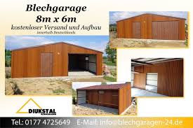 Blechgarage Fertiggarage Garage Stahlhalle 8m X 6m Neu Inkl Aufbau Transport Fertiggaragen Stahlhalle Haus Bauen
