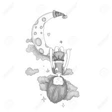 Colorless A Little Girl Sleeping And Dreaming Hanging On Crescent Royalty Free Cliparts Vectors And Stock Illustration Image 126123501 The moon among the clouds released jan 21 '20. colorless a little girl sleeping and dreaming hanging on crescent