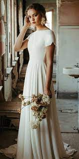 Boho wedding dress, bohemian lace wedding gown with bell sleeves, simple boho off white sheer lace dress, boho lace beach wedding dress. 27 Of The Most Graceful Simple Wedding Dresses With Sleeves Wedding Dresses Guide Wedding Dress Guide Simple Wedding Dress With Sleeves Wedding Dresses Simple
