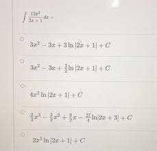 We did not find results for: 12x2 2x 1 Dr 3x2 3x 3 In 2x 1 C 3 22 3 C Chegg Com