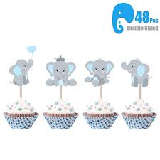 Jun 03, 2016 · let these baby shower desserts help you decide on the theme of the celebration. Bomcan 48 Pcs Double Sided Blue Elephant Cupcake Toppers For It Is A Boy Baby Shower Cupcake Decorations Cupcake Picks For Baby Boy Birthday Party Favor Buy Online In Maldives At Maldives Desertcart Com